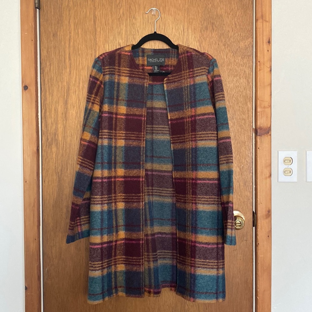 RACHEL ZOE plaid trench coat size small